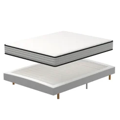 Ensemble 160x200 cm Matelas en Mousse+ Lit Sommier Tapissier Déco, Epaisseur du Matelas 22cm