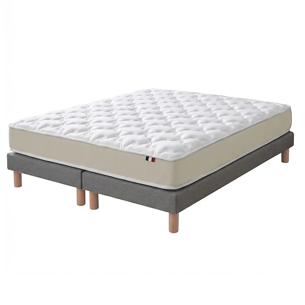 Ensemble 180x200 Matelas polylatex 80 kg/m3 et sommier tapissier beige
