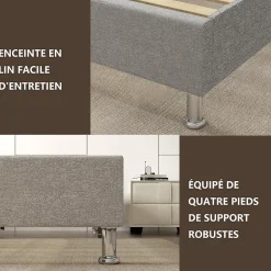 Ensemble 140x190cm Matelas à ressorts + Cadre de lit Plateforme Capitonné , Epaisseur du Matelas 30cm