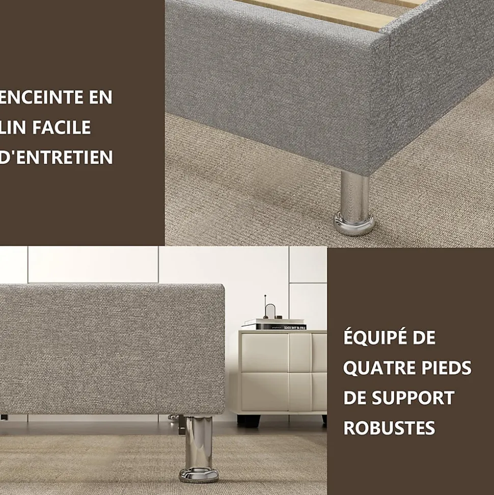 Ensemble 140x190cm Matelas à ressorts + Cadre de lit Plateforme Capitonné , Epaisseur du Matelas 30cm