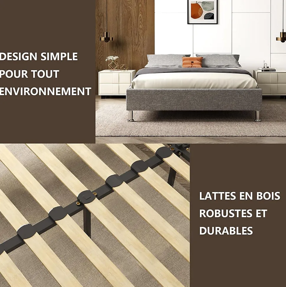 Ensemble 140x190cm Matelas à ressorts + Cadre de lit Plateforme Capitonné , Epaisseur du Matelas 30cm