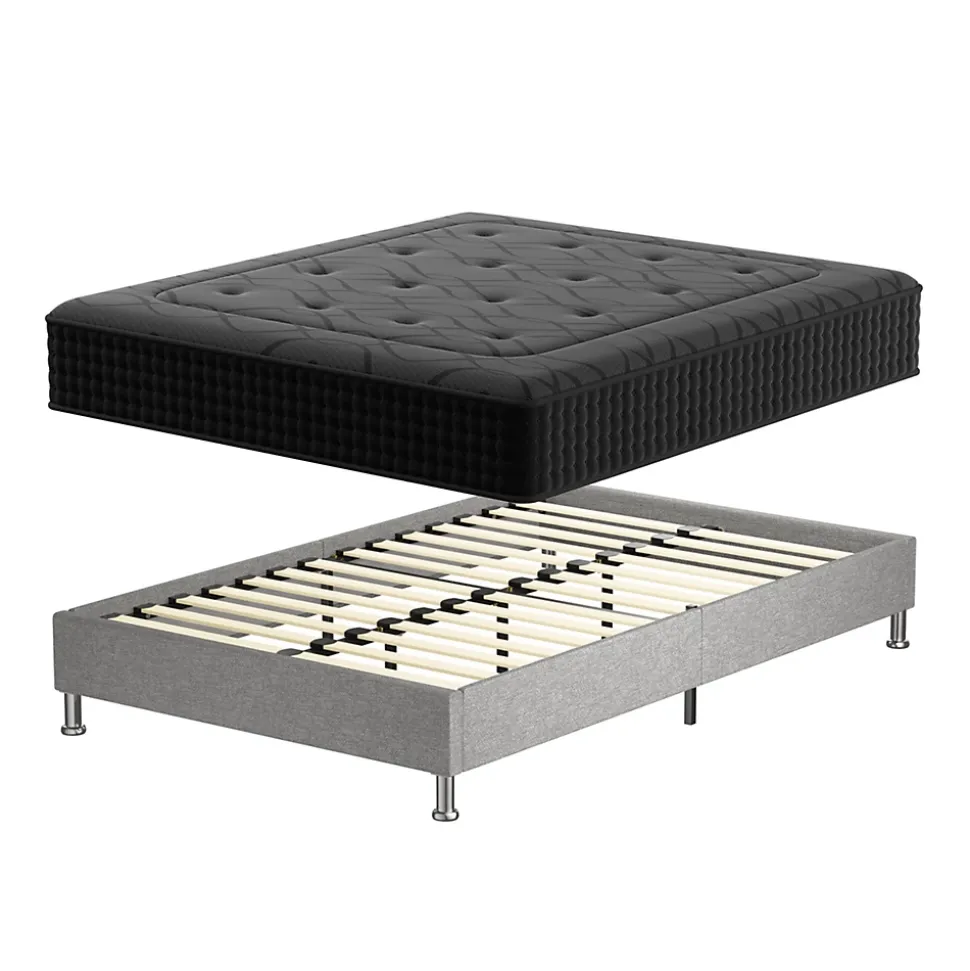 Ensemble 140x190cm Matelas à ressorts + Cadre de lit Plateforme Capitonné , Epaisseur du Matelas 30cm