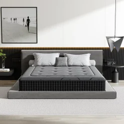 Ensemble 140x190cm Matelas à ressorts + Cadre de lit Plateforme Capitonné , Epaisseur du Matelas 30cm