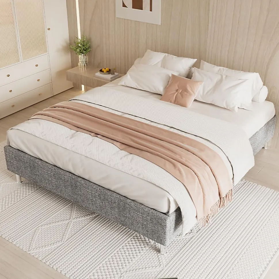 Ensemble 140x190cm Matelas en mousse + Cadre de lit Plateforme Capitonné, Epaisseur du Matelas 22cm