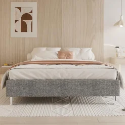 Ensemble 140x190cm Matelas en mousse + Cadre de lit Plateforme Capitonné, Epaisseur du Matelas 22cm
