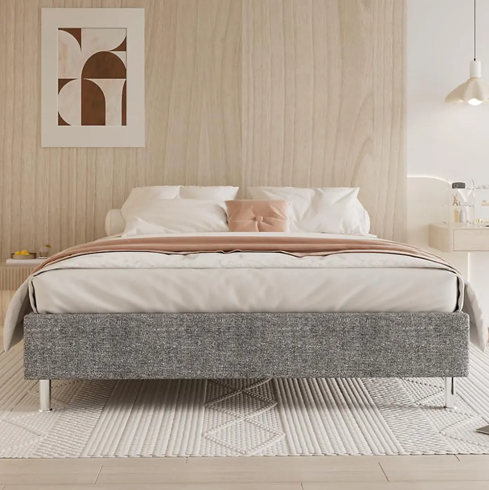 Ensemble 140x190cm Matelas en mousse + Cadre de lit Plateforme Capitonné, Epaisseur du Matelas 22cm