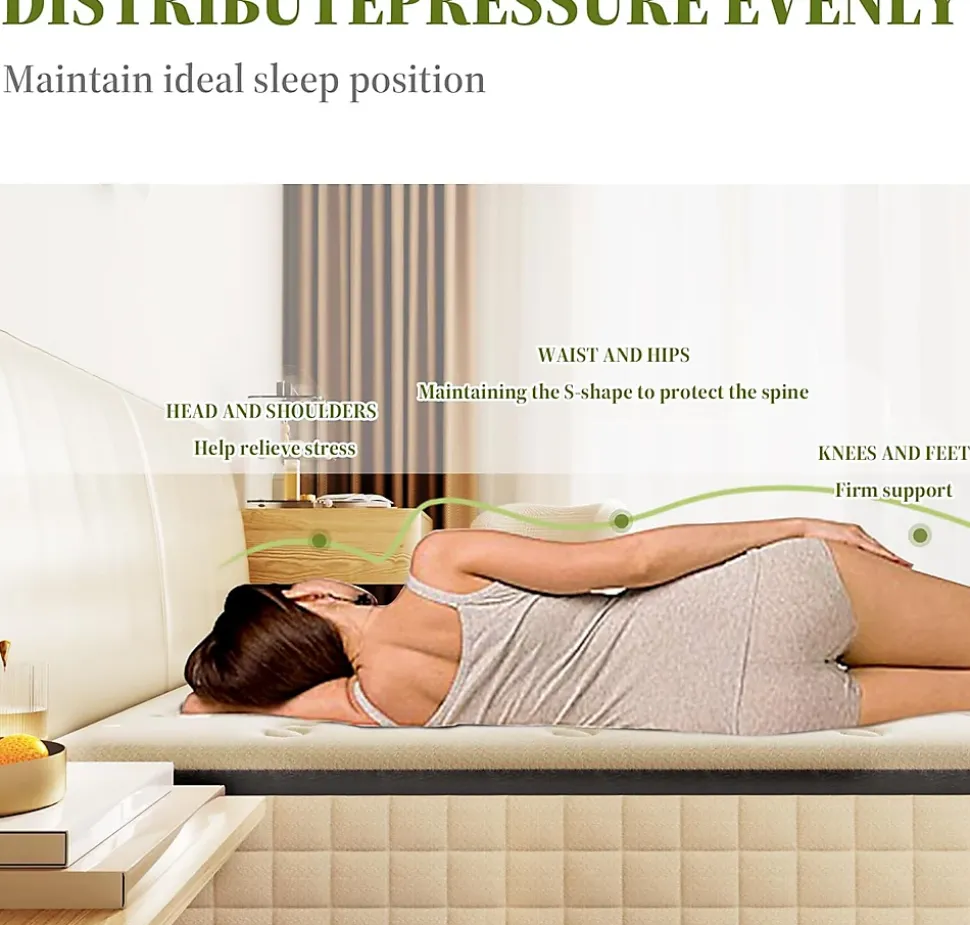 Ensemble 140x190cm Matelas en mousse + Cadre de lit Plateforme Capitonné, Epaisseur du Matelas 22cm