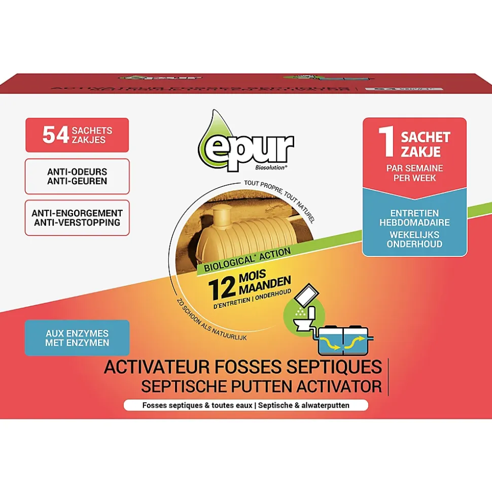 Entretien 1an fosse septique 54 sachets Epur