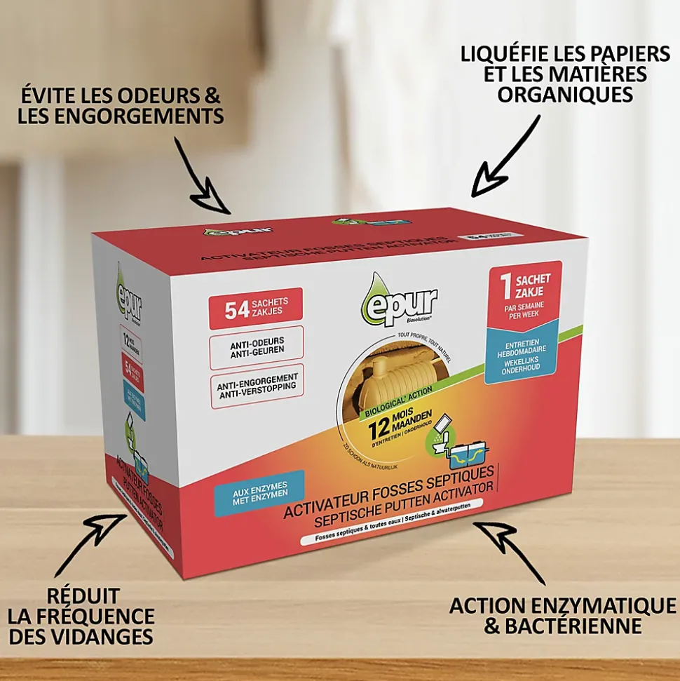 Entretien 1an fosse septique 54 sachets Epur