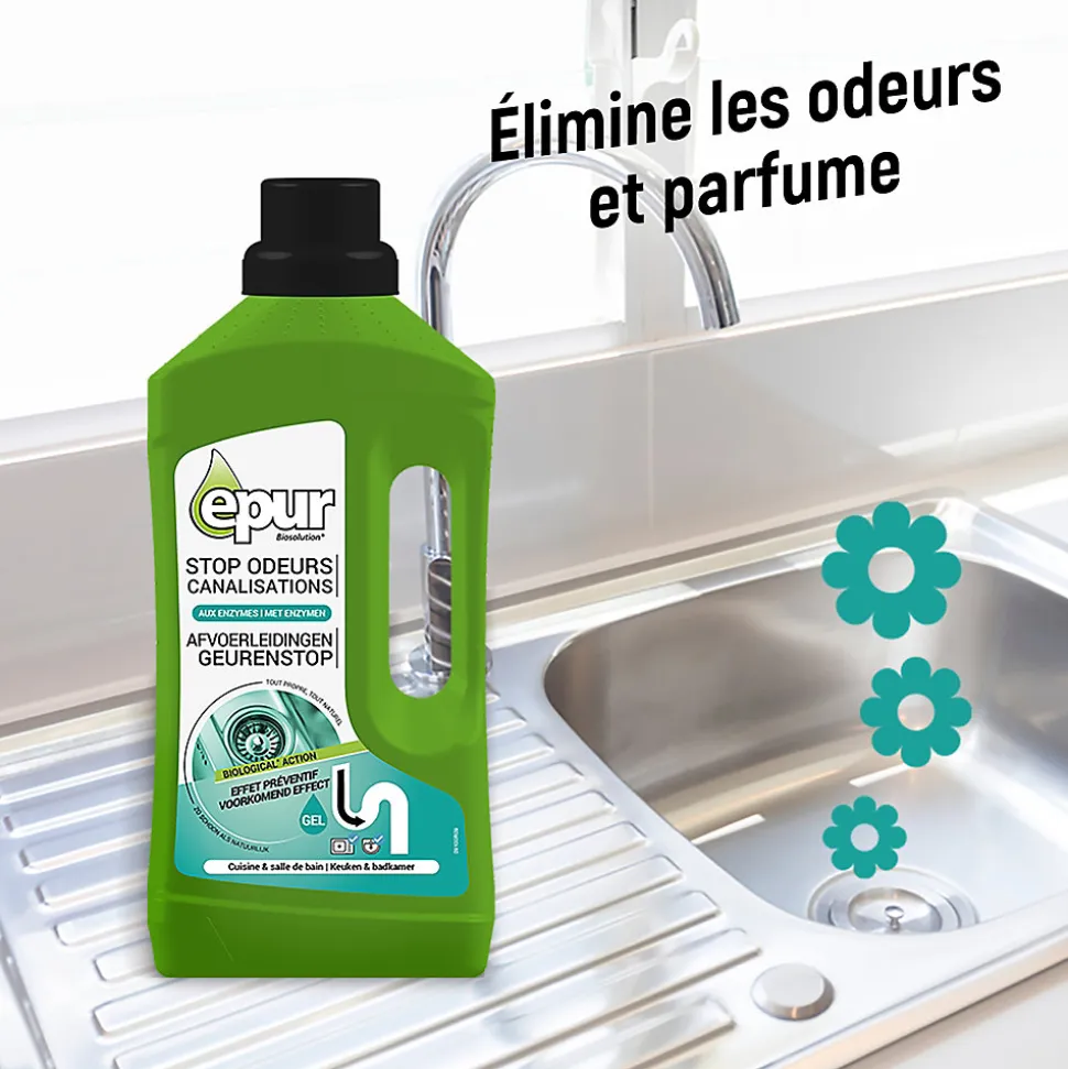 Entretien bio-gel stop odeurs canalisations Epur 1L