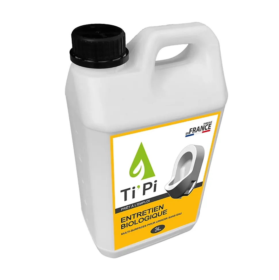 Entretien biologique Ti'Pi pour urinoir sans eau 3L (recharge) - Produit 2 en 1 - Nettoyant et détartrant