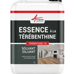 Essence à la térébenthine pour entretien bois, pierre, cuir... : TEREBENTHINE 102 - 1 L - ARCANE INDUSTRIES