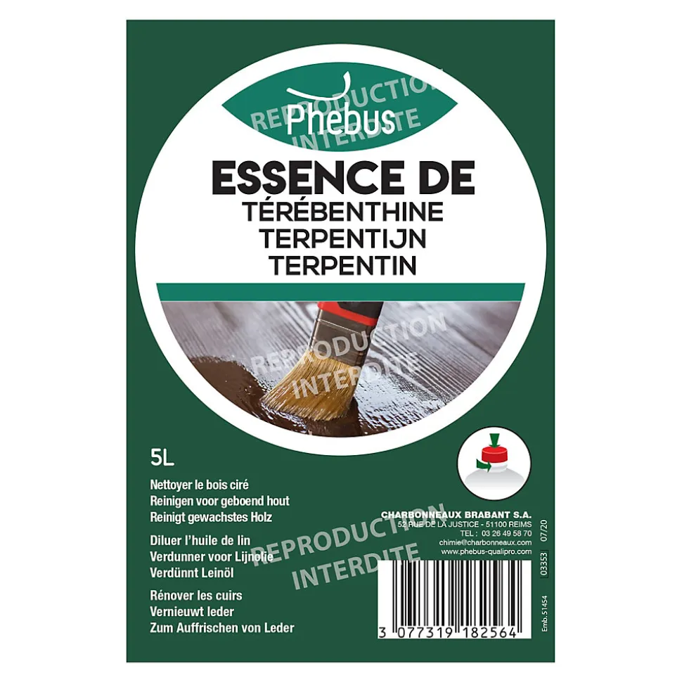 Essence de térébenthine pour traiter Phébus 5L