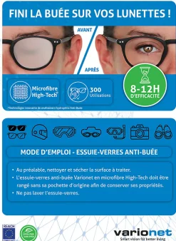 Essuire-verres anti-buée microfibre high-tech Varionet