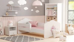 FALA lit d'enfant avec barreau 160x80 Princesse en couronne