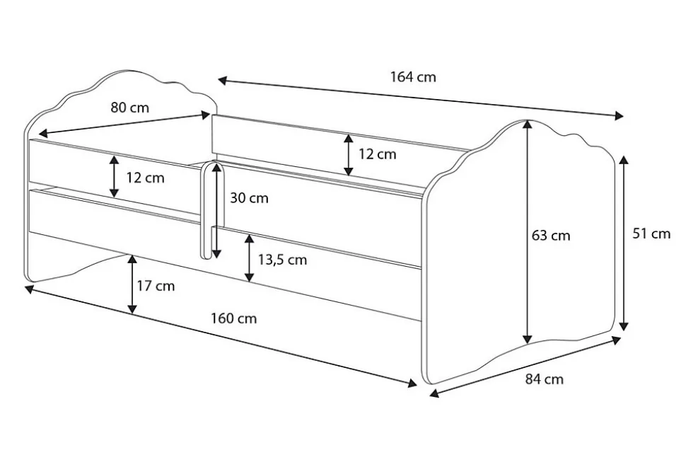 FALA lit enfant avec barreau 160x80 Mermaid