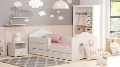 FALA lit enfant avec tiroir et barre 140x70 Fille avec licorne