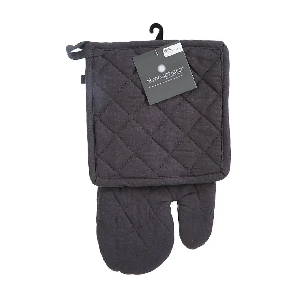 Gant et manique - coton - gris foncé - Atmosphera