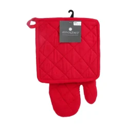 Gant et manique - coton - rouge - Atmosphera