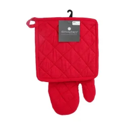 Gant et manique - coton - rouge - Atmosphera