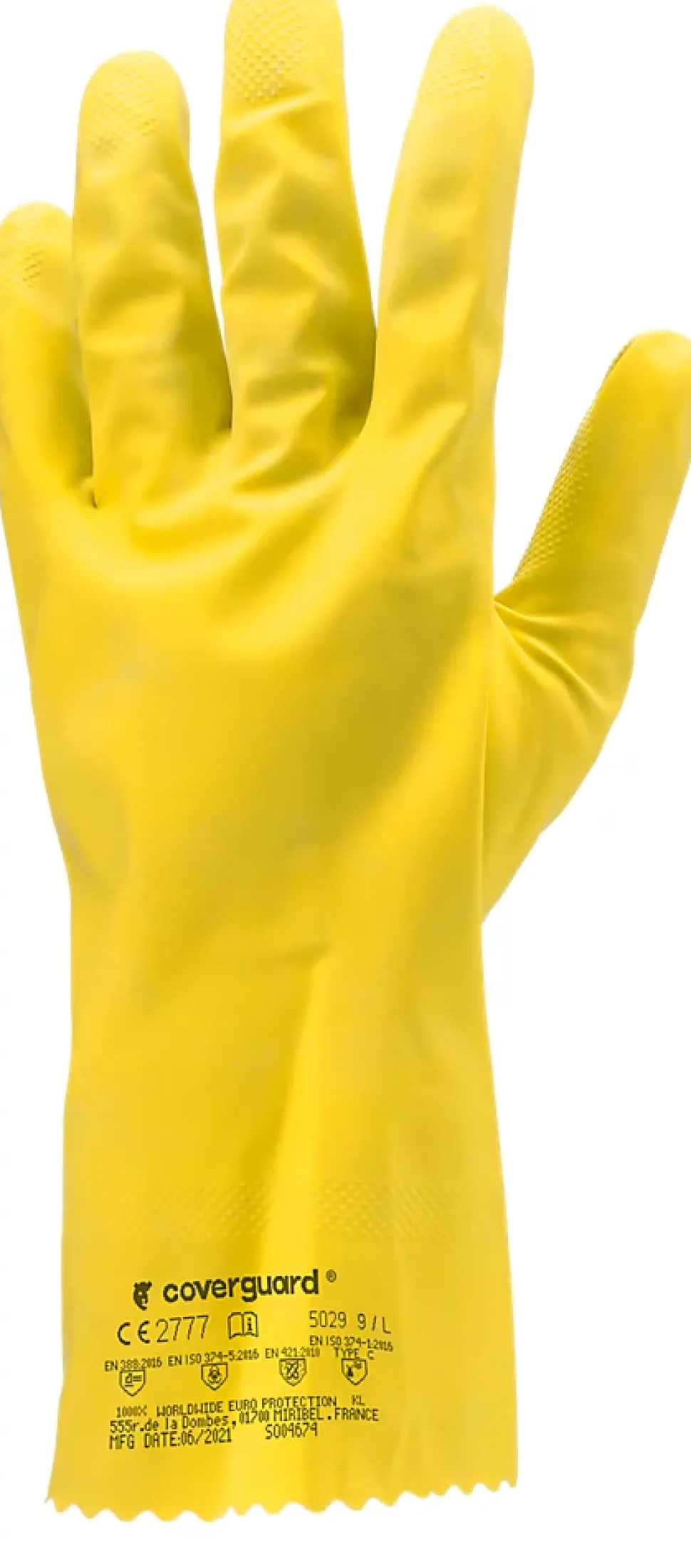 Gants de ménage Eurodip 5030 latex jaune, Taille 7 - Coverguard