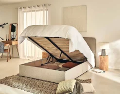 Goyave - lit coffre - 140x190 - en tissu - sommier inclus - Best Mobilier