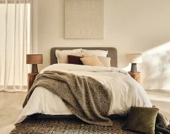 Goyave - lit coffre - 160x200 - en tissu - sommier inclus - Best Mobilier