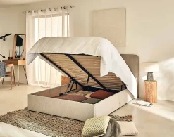 Goyave - lit coffre - 160x200 - en tissu - sommier inclus - Best Mobilier