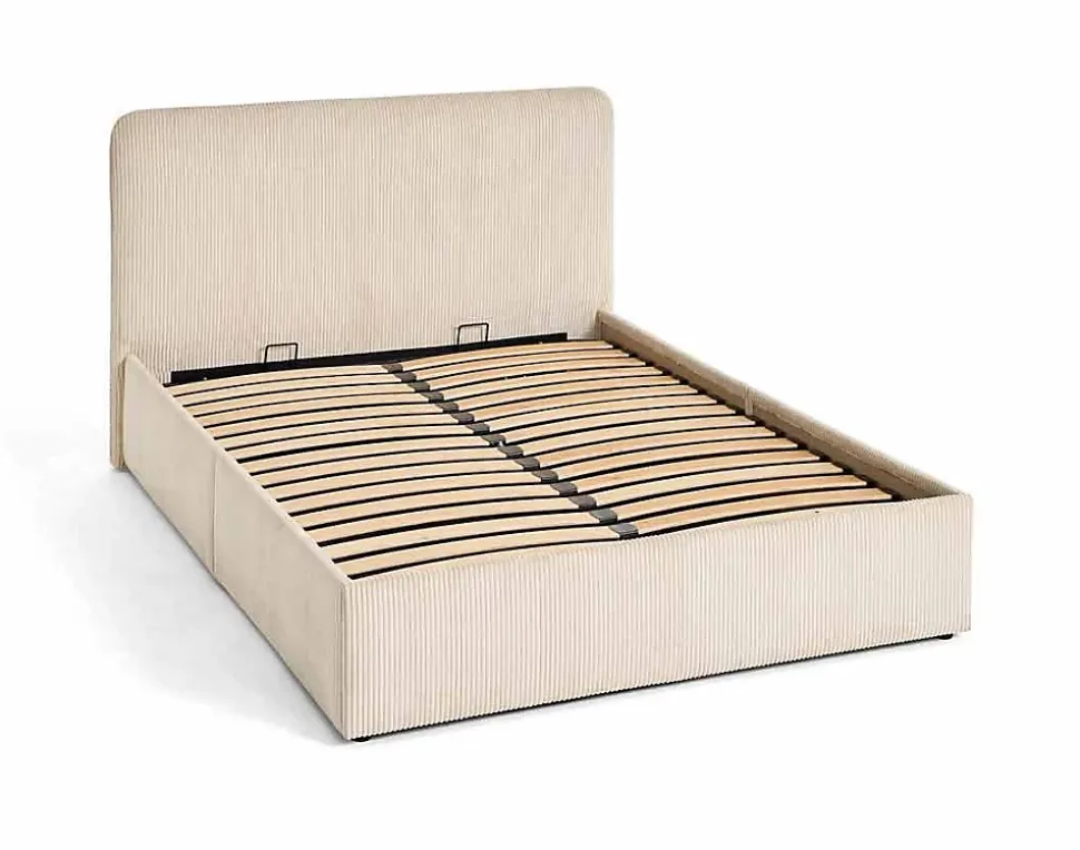 Goyave - lit coffre - 140x190 - en velours côtelé - sommier inclus - Best Mobilier