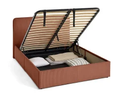 Goyave - lit coffre - 140x190 - en velours côtelé - sommier inclus - Best Mobilier