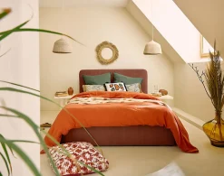 Goyave - lit coffre - 140x190 - en velours côtelé - sommier inclus - Best Mobilier