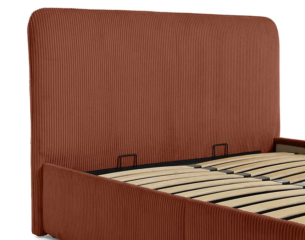 Goyave - lit coffre - 140x190 - en velours côtelé - sommier inclus - Best Mobilier