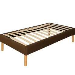 Gregory - Solide et Confortable Sommier Tapissier Marron + Pieds en 20 cm pour Matelas en 90x190-13 Lattes - Montage Rapide et Fac