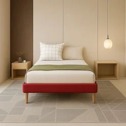 Gregory - Solide et Confortable Sommier Tapissier Rouge + Pieds en 20 cm pour Matelas en 90x190-13 Lattes