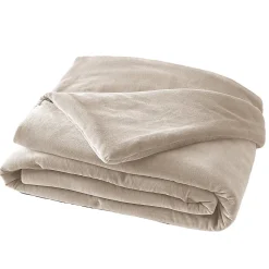 HARRIS - Chemin de Lit 90x200cm Velours de Coton Coloris Pampa