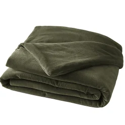 HARRIS - Chemin de Lit 90x200cm Velours de Coton Coloris Thym