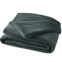 HARRIS - Chemin de Lit 90x200cm Velours de Coton Coloris Ardoise