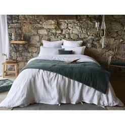 HARRIS - Chemin de Lit 90x200cm Velours de Coton Coloris Ardoise