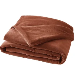 HARRIS - Chemin de Lit 90x200cm Velours de Coton Coloris Terracotta