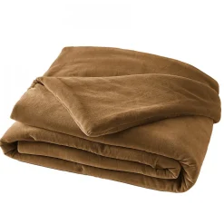 HARRIS - Chemin de Lit 90x200cm Velours de Coton Coloris Camel