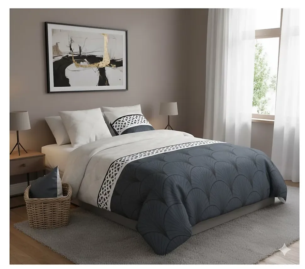 Housse couette + taie Eventails graphique arcadie