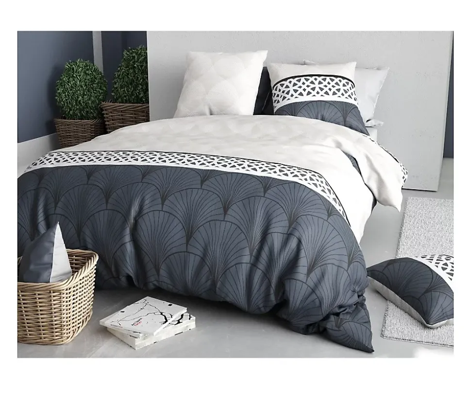 Housse couette + taie Eventails graphique arcadie