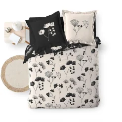 Housse de couette + 2 taies d'oreiller Iris - Douceur d'Intérieur - Parure de couette 260 x 240
