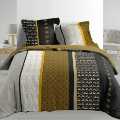 Housse de couette + 2 taies d'oreiller Smarty - Douceur d'Intérieur - Parure de couette 260 x 240