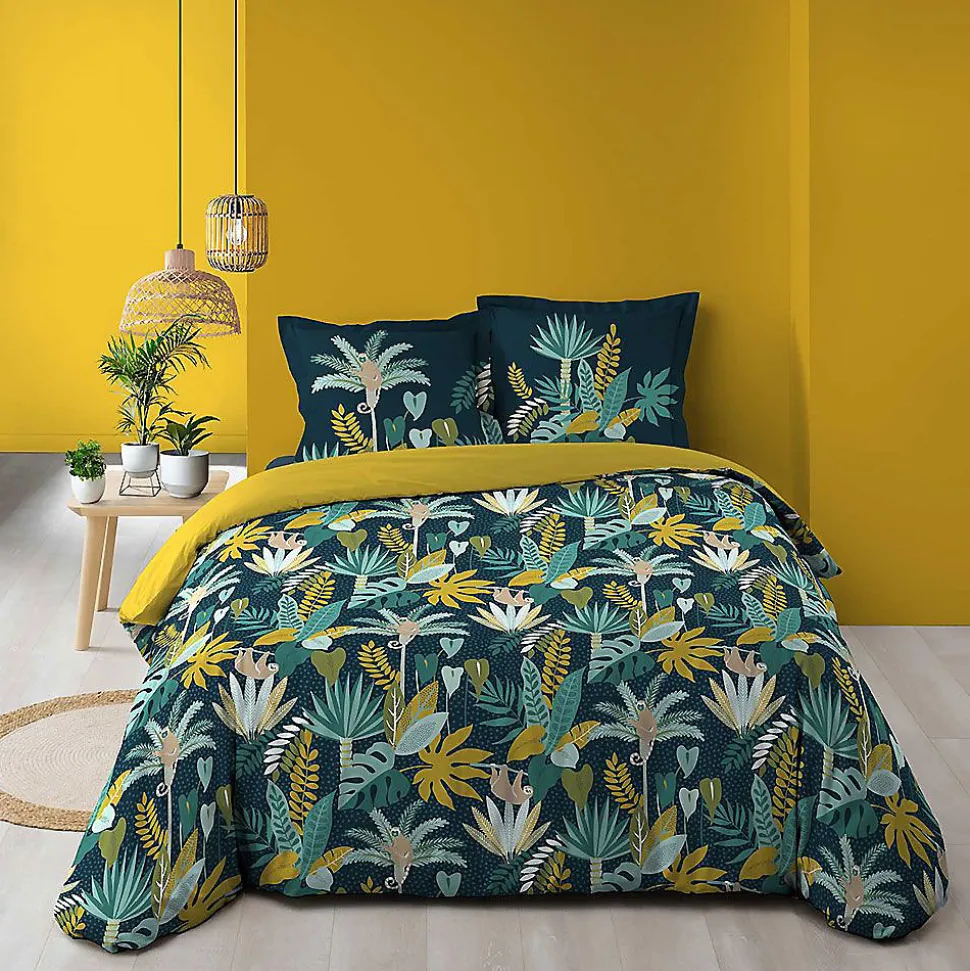 Housse de couette + 2 taies d'oreiller Guinea - Douceur d'Intérieur - Parure de couette 240 x 220