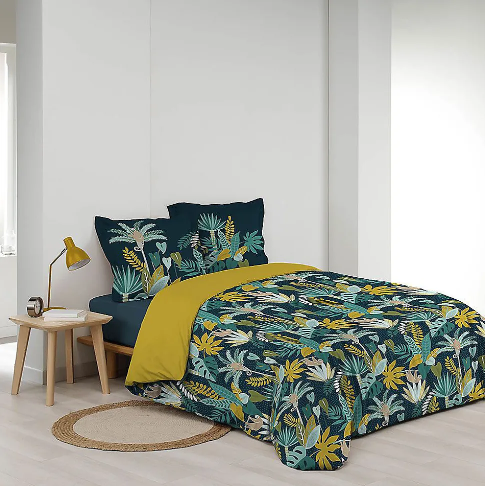 Housse de couette + 2 taies d'oreiller Guinea - Douceur d'Intérieur - Parure de couette 240 x 220