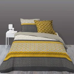 Housse de couette + 2 taies d'oreiller Isigeo - Douceur d'Intérieur - Parure de couette 240 x 220