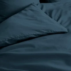 Housse de Couette 2 Personnes Percale Uni 78 fils percaline 260x240cm bleu