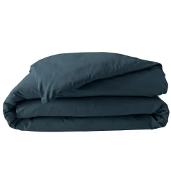 Housse de Couette 2 Personnes Percale Uni 78 fils percaline 260x240cm bleu