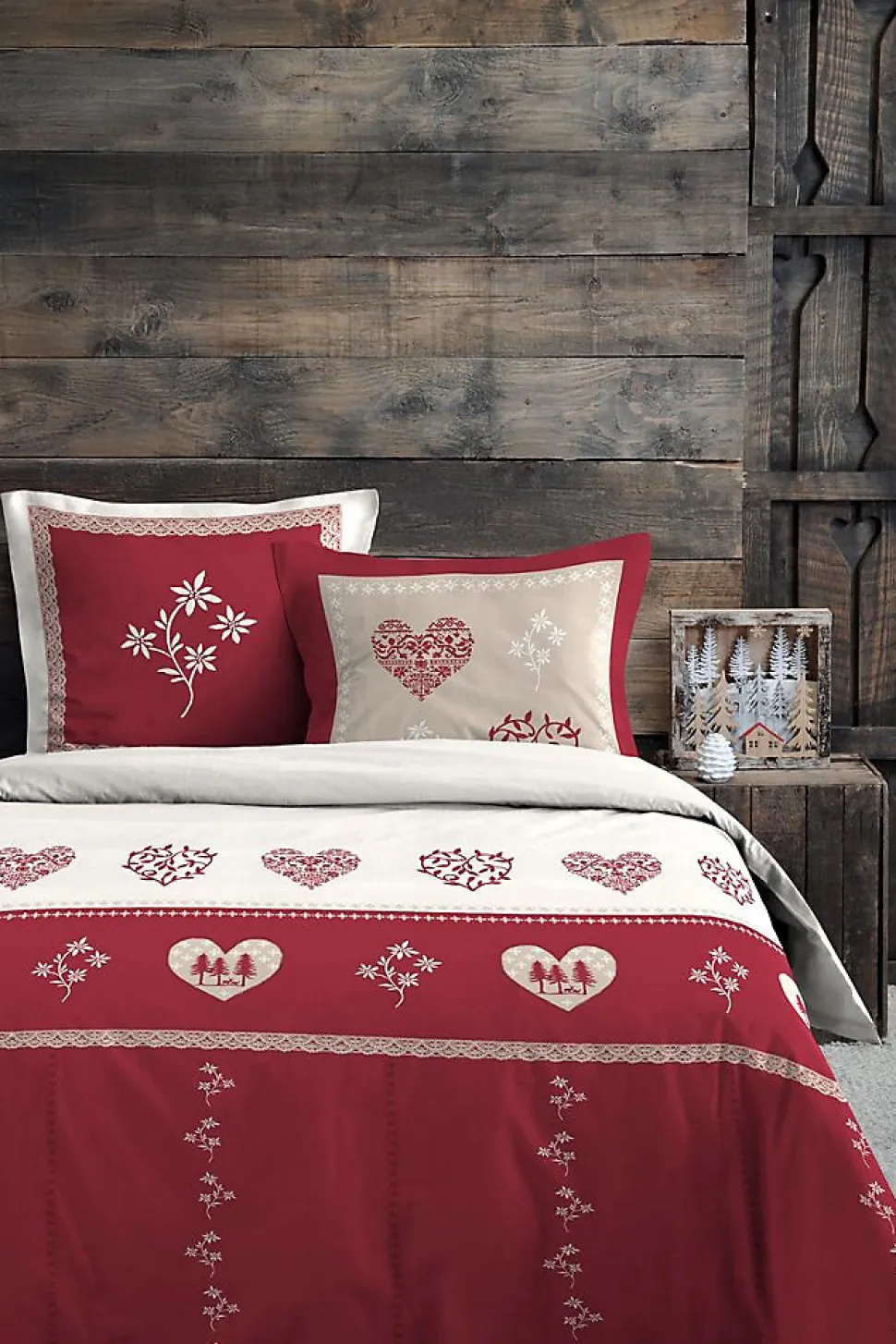 Housse de couette + taie Coeur de montagne mondane